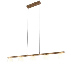 Longue suspension LED laiton avec 5 dômes en verre - Nysséa
