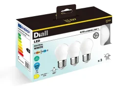 Lot 3 ampoules LED à filament mini globe E27 470lm 3.4W = 40W Ø4.5cm IPX4 Diall blanc neutre