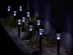 Lot 10 balises extérieures solaires Spike LED intégrée IP44 GoodHome noir