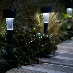 Lot 10 balises extérieures solaires Spike LED intégrée IP44 GoodHome noir