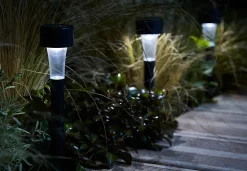 Lot 10 balises extérieures solaires Spike LED intégrée IP44 GoodHome noir