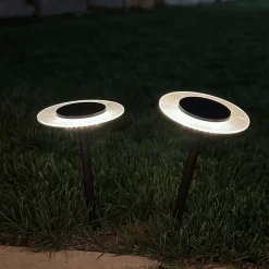 Lot 2 balises solaires LED blanc chaud IP44 8lm L.16 x l.16 x H.35 cm acier noir