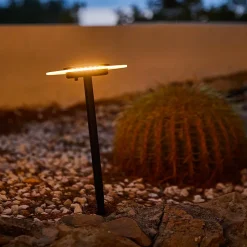 Lot 2 balises solaires LED blanc chaud IP44 8lm L.16 x l.16 x H.35 cm acier noir