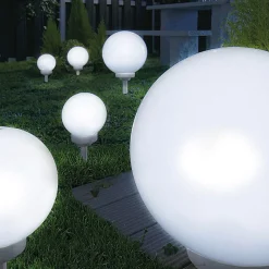 Lot 4 Boule lumineuse solaire pour jardin, lampe LED de jardin borne solaire éclairage solaire d'extérieur - Diamètre 20 x H 53 cm