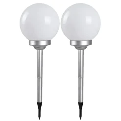 Lot 2 Boule lumineuse solaire pour jardin, lampe LED de jardin borne solaire éclairage solaire d'extérieur - Diamètre 20 x H 53 cm