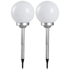 Lot 2 Boule lumineuse solaire pour jardin, lampe LED de jardin, borne solaire éclairage solaire d'extérieur -Diamètre 25 x H 67 cm