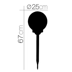 Lot 2 Boule lumineuse solaire pour jardin, lampe LED de jardin, borne solaire éclairage solaire d'extérieur -Diamètre 25 x H 67 cm