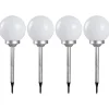 Lot 4 Boule lumineuse solaire pour jardin, lampe LED de jardin borne solaire éclairage solaire d'extérieur - Diamètre 15 x H 52 cm