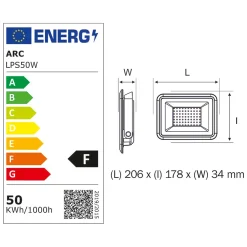 Lot 4 projecteurs LED 50W/IP65/5000lm/4000K connexion directe - sans câble -garantie 5 ans