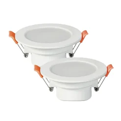 Lot de 2 - Spots à encastrer salle de bains led intégrée Etanche IP65 3000k Blanc Chaud - Digilamp