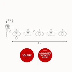 Lot de 8 abats jours Astoria pour guirlande solaire - Chromex