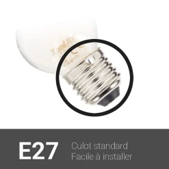 Lot de 2 ampoules Filament LED P45 Opaque, culot E27, 806 Lumens, conso. 9W (eq. 60W), 4000K, Blanc Neutre