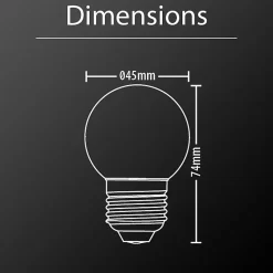 Lot de 2 ampoules Filament LED P45 Opaque, culot E27, 806 Lumens, conso. 9W (eq. 60W), 4000K, Blanc Neutre
