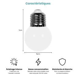 Lot de 20 Ampoules Guirlande Guinguette Led E27 Blanc Chaud - 1.5W