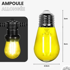 Lot de 10 Ampoules Guirlande Guinguette Led E27 jaune - 2W