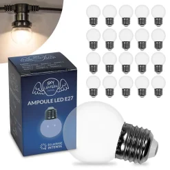 Lot de 20 Ampoules Guirlande Guinguette Led E27 Transparentes - 1.5W