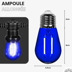 Lot de 10 Ampoules Guirlande Guinguette Led E27 bleu - 2W