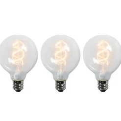 Lot de 3 ampoules LED à filament torsadé E27 G95 transparentes 5W 400lm 2200K