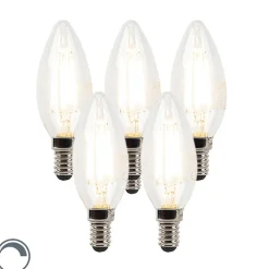Lot de 5 ampoules LED à filament bougie E14 dimmables B35 transparentes 3W 250lm 2700K