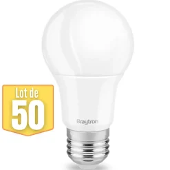 Lot de 50 ampoules LED A60 9W (Eq. 60W) E27 3000K