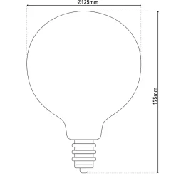 Lot de 2 ampoules LED douille E27, 5 watts D: 12,5cm, métal et verre, ambre