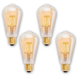 Lot de 4 ampoules LED douille E27 4 watts, en métal et verre, blanc chaud