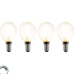 Lot de 4 ampoules LED E14 à intensité variable P45 transparentes 3W 250lm 2700K
