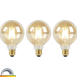 Lot de 3 ampoules LED E27 dimmables à la chaleur G95 or 8W 806lm 2000-2700K