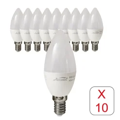 Lot de 10 ampoules LED E14 flamme 4,9W 470Lm 3000K - garantie 2 ans