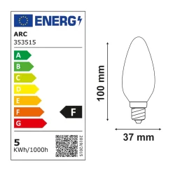 Lot de 10 ampoules LED E14 flamme 4,9W 470Lm 3000K - garantie 2 ans