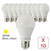 Lot de 10 ampoules LED E27 standard 5,5W 510Lm 3000K - garantie 2 ans