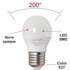 Lot de 10 ampoules LED E27 4,5W 330Lm 3000K - garantie 5 ans