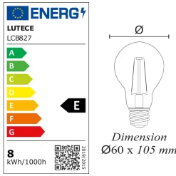 Lot de 10 ampoules LED filament E27 8W (équiv. 80w) 950Lm 2700K - garantie 2 ans