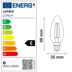 Lot de 10 ampoules LED filament E14 6W (équiv. 57w) 750Lm 2700K - garantie 2 ans