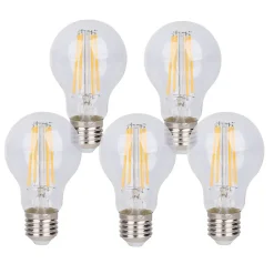 Lot de 6 ampoules LED filament avec douille E14 8 watts, en métal et verre, claires