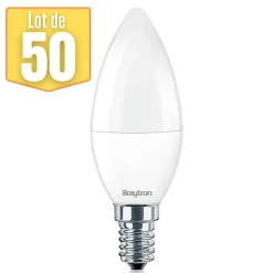 Lot de 50 ampoules LED flamme 5W (Eq. 35W) E14 4000K