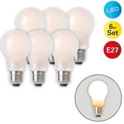 Lot de 6 ampoules LED pour douille E27 de 8 watts chacune, en métal et verre, blanc chaud