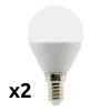 Lot de 2 ampoules LED sphériques E14 5W - Blanc chaud - 400lm 6500K - Zenitech