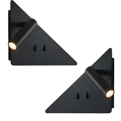 Lot de 2 appliques liseuses LED noires droite et gauche - Elaris