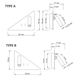 Lot de 2 appliques liseuses LED noires droite et gauche - Elaris