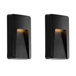 Lot de 2 appliques murales extérieures rectangulaires noires avec LED IP65 - Gem