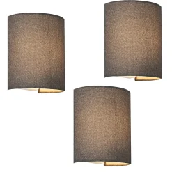 Lot de 3 Appliques Murales Brüssel en Forme Demi-Cercle E27 20 x 18 x 13 cm Gris lux.pro