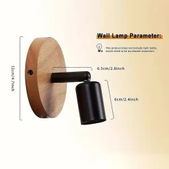 Lot de 2 appliques murales en bois avec douille E27, style vintage et rustique