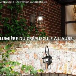 Lot de 2 appliques murales solaires LED extérieures métal ABS noir