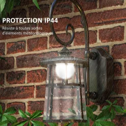 Lot de 2 appliques murales solaires LED extérieures métal ABS noir