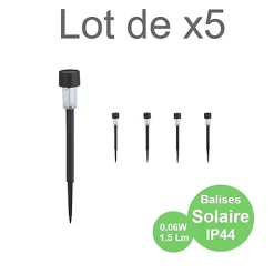 Lot de 5 Balises LED solaire Neptune 0,06W IP44 6400K