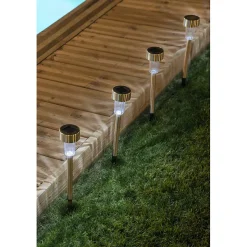 Lot de 2 Balises solaires inox H33,5cm-lumière blanche 5 lumens-idéale pour bordures ou allées