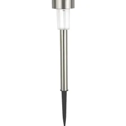 Lot de 2 Balises solaires inox H33,5cm-lumière blanche 5 lumens-idéale pour bordures ou allées