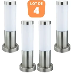 Lot de 4 Bornes Defne-3 inox E27 60W
