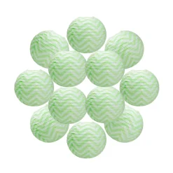 Lot de 12 Boule papier 35cm Chevron Vert